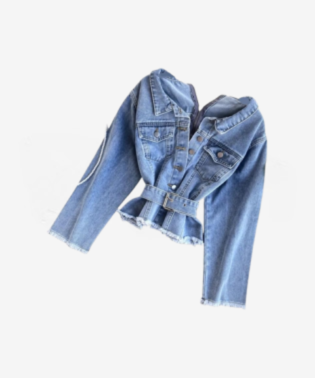 Women's Denim Jackets Short Coat Sashes Jeans