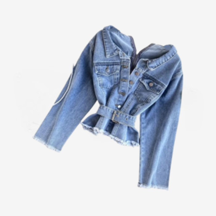 resized_image9 Women's Denim Jackets Short Coat Sashes Jeans