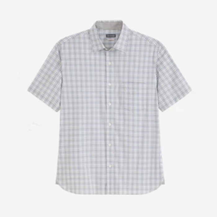 Mens Wrinkle Free Short Sleeve Button Down Check Shirt