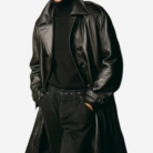Men's Casual Long Leather Trench Coat