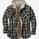 Mens Hooded Plaid Flannel Shirt Jacket