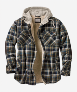 Mens Hooded Plaid Flannel Shirt Jacket