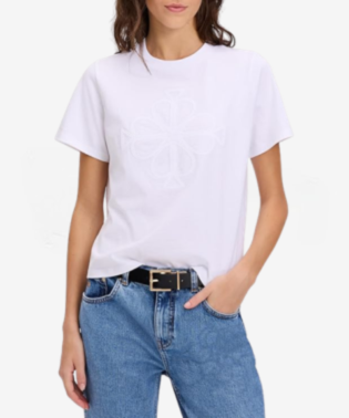 Women's Embroidered Spade Flower Logo Tee