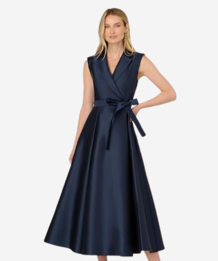 Lapel Mikado Ankle Dress