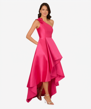 gown, mikado, halter, sleeveless, highlow, elegant, formal, stylish, dramatic, womenswear