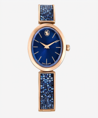 Watch, Metal Bracelet, Blue, Rose Gold