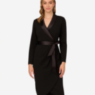 Women's Knit Crepe Tuxedo Wrap Dress